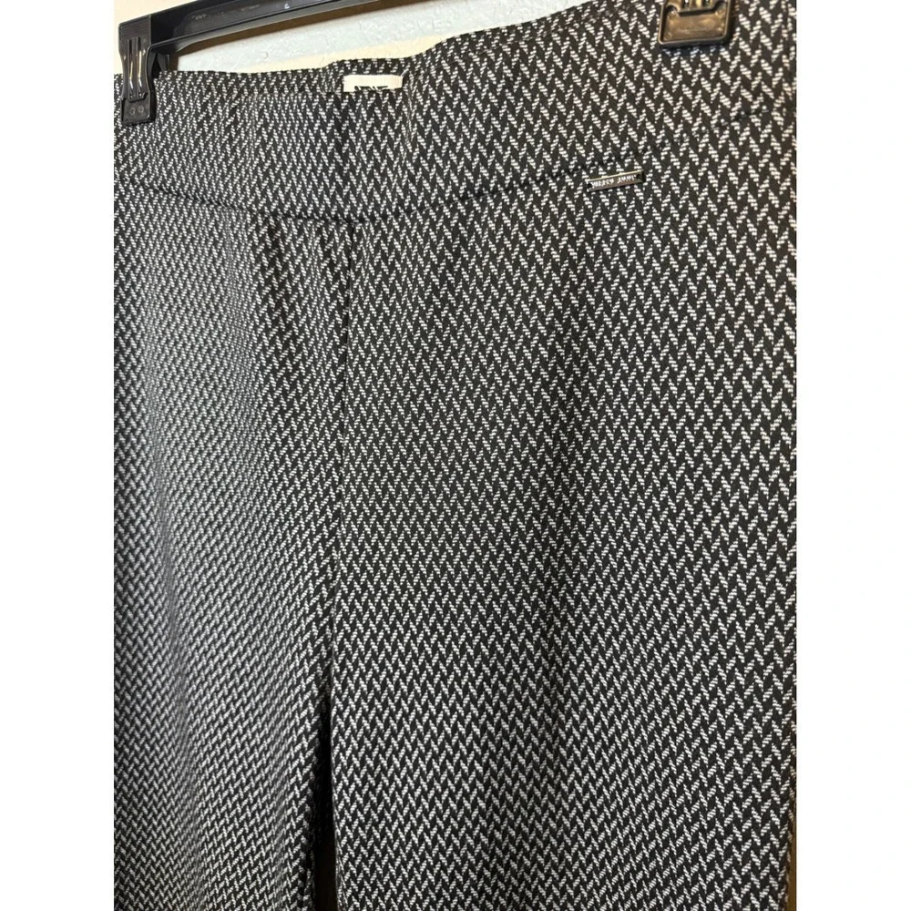Anne Klein Black & White Herringbone Wide Leg Career Trousers